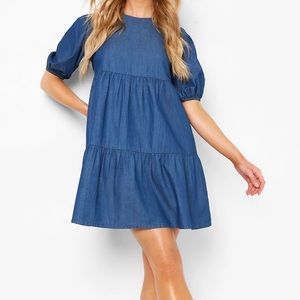 Denim Tiered Smock Dress (Lightweight)